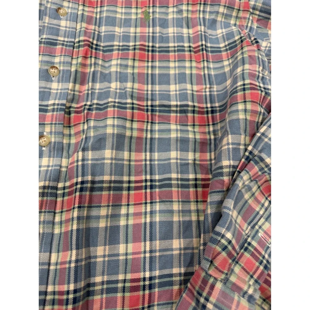 Ralph Lauren Classic Fit Plaid Button Down Shirt XXL Blue Red Cotton